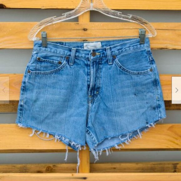 American Eagle Outfitters Pants - 90s 2000s AE High Waisted Distressed Cut Off Shorts Sz 29 (Men's Cut For Women)